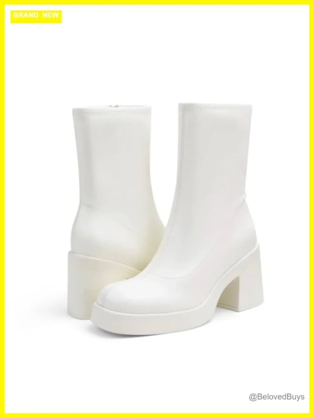Women's Square Toe Stretch Mid Calf Boots Slouchy Platform Chunky Heel Suede